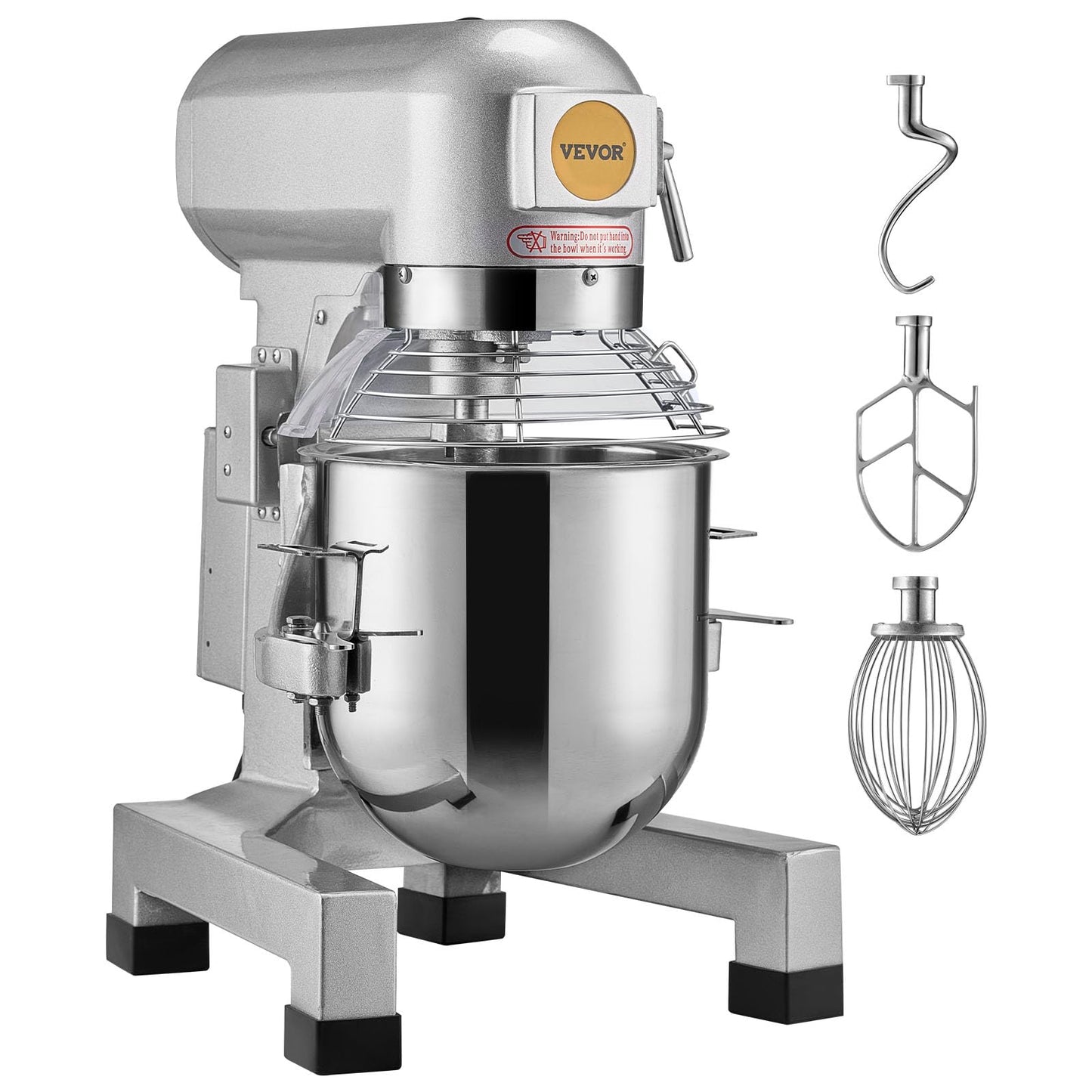 VEVOR Commercial Food Mixer 30Qt, Commercial Mixer with 3 Adjustable Speeds, 1100W Dough Mixer,Commercial Stand Mixer with Stainless Steel Bowl