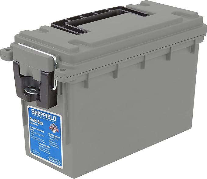 Sheffield 12628 Ammo Storage Box, Stackable .30 Cal Field Boxes, Water and Dust Resistant, Lockable Storage Box with Handl...