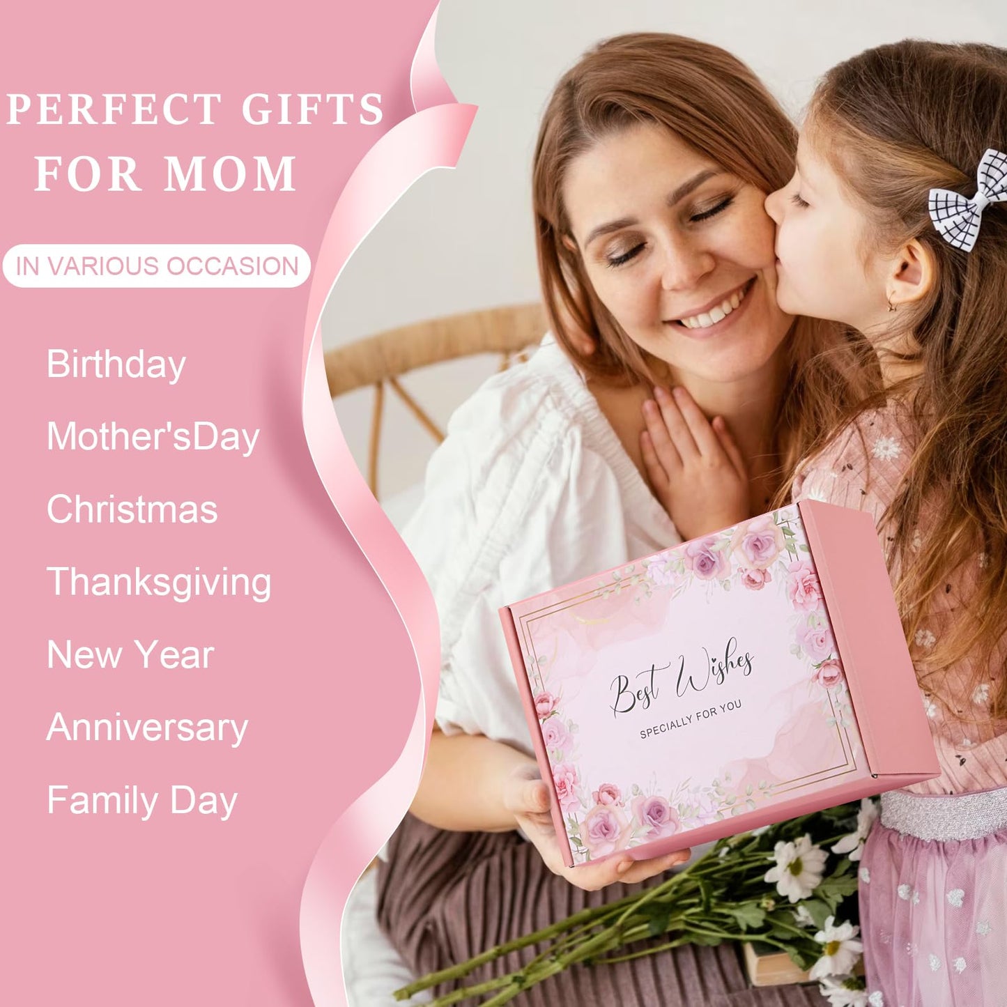 Birthday Gifts for Mom from Daughter Son - Christmas Presents for Mother in Law, Mama, Stepmom Birthday Gifts Basket, Best Mom Ever Gift Ideas Personalized Mothers Day Gift Box w/Tumbler