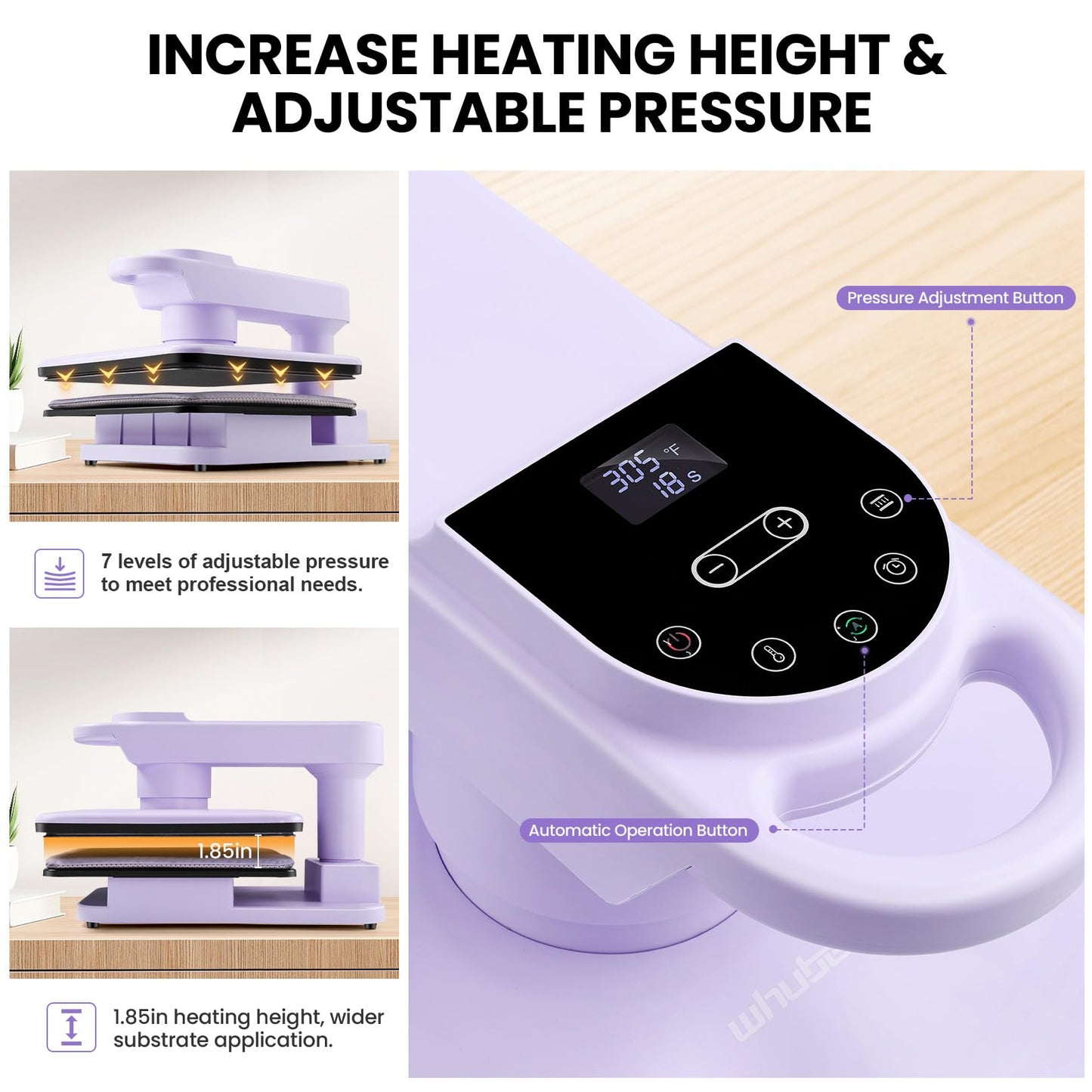 Whubefy Swivel Auto Heat Press Machine 15x15, 360° Swing Away Smart T-Shirt Printing W/Auto Release & Auto-Off, Adjustable Pressure & Higher Heating Height for HTV, Sublimation, Heat Transfer Projects
