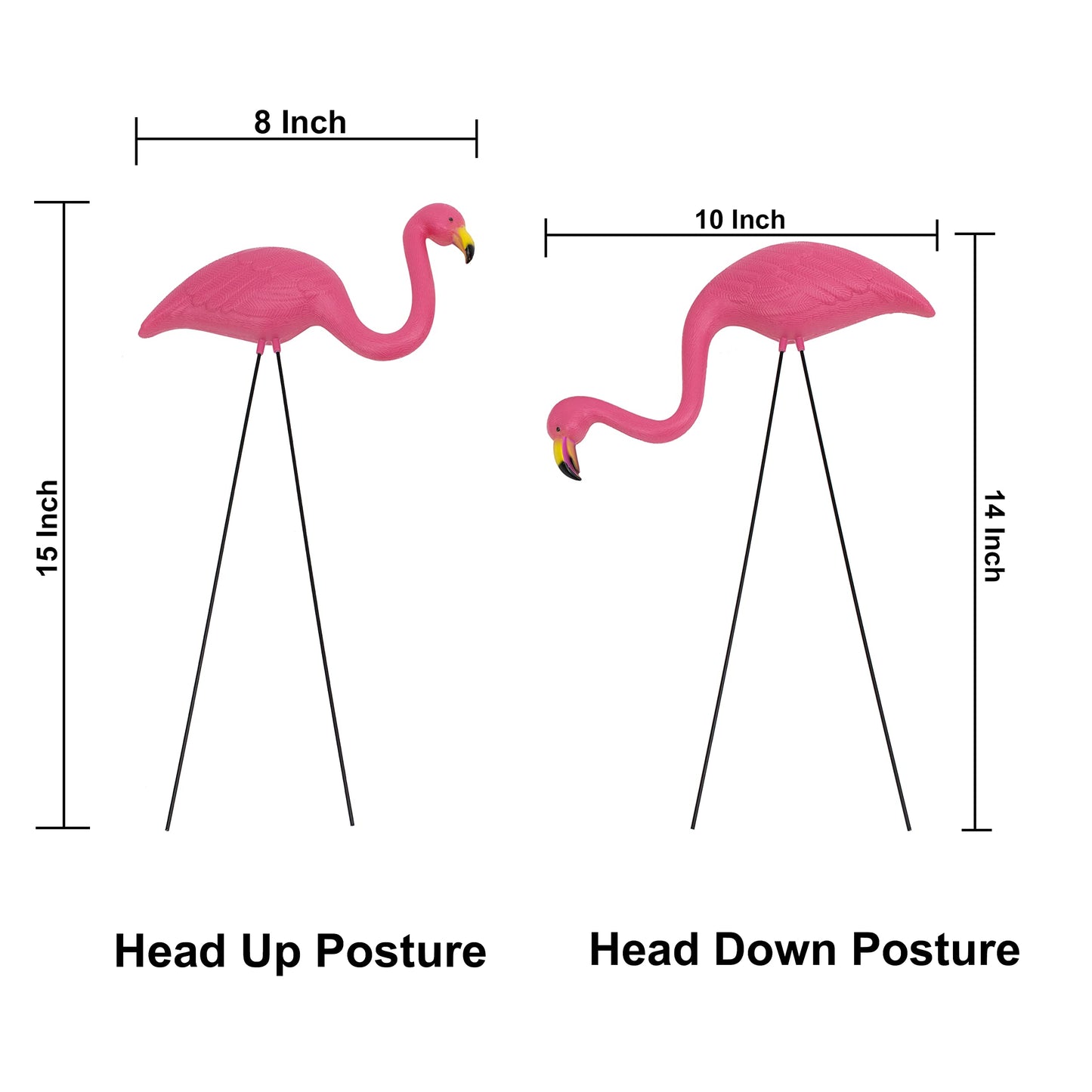 GiftExpress Pink Flamingos Yard Decorations - 2 Pack Small 14" Tall Plastic Flamingo Statue w/Metal Stakes - Lawn Ornaments & Garden Decor for Outdoor Parties