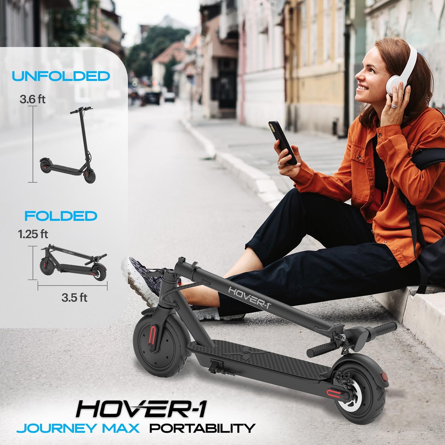 Hover-1 Journey Max Adult Electric Scooter with 700W Brushless Dual Motor Hill Climber, 19 mph Max Speed, and 26 Mile Range Commuter Scooter For Adults and Teens.