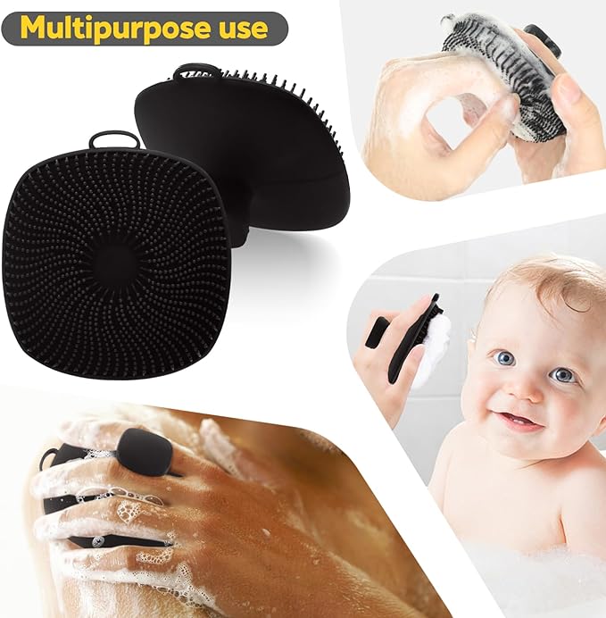 Silicone Body Scrubber, Silicone Loofah New Upgrade Richer Foam and Effective Cleaning, Ergonomic No-Slip Handle, Long-Lasting & Easy to Clean
