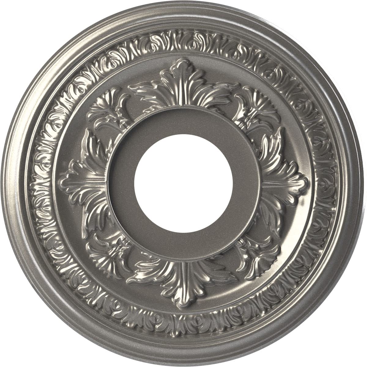 Ekena Millwork 13Od X 3 1/2Id X 3/4P Baltimore Thermoformed Pvc Ceiling Medallion (Fits Canopies Up To 5 1/4), Aged Dark Steel