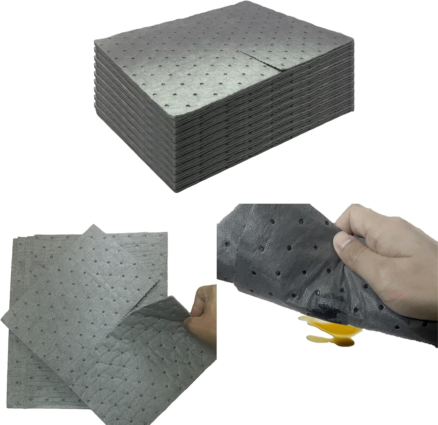 Oil Absorbent Pads | 13"x9.8" Garage Mats | Drip & Spill Universal Pads for Automotive - Absorbing Oil, Liquids, Antifreeze, Brake Fluid, Grease, Coolant | Concrete & Metal Protection,30-Pack
