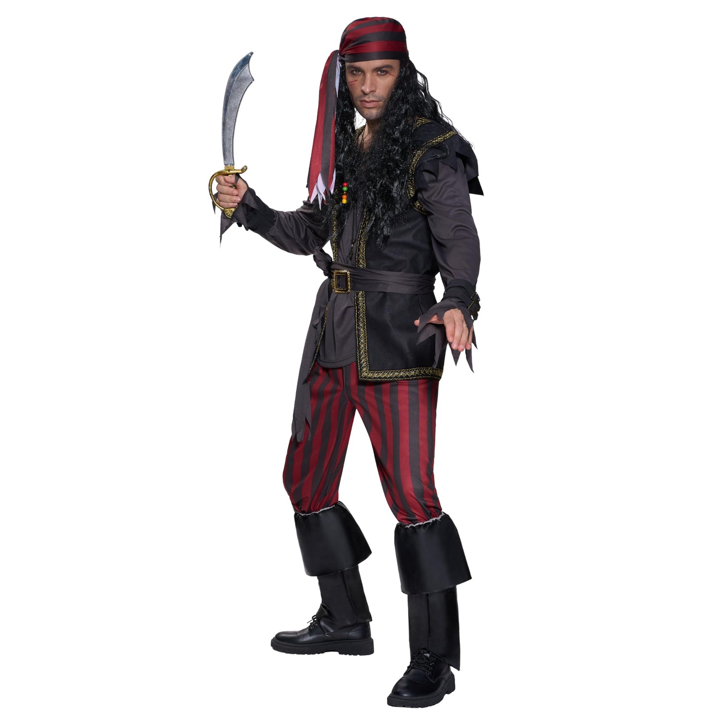 Spooktacular Creations Men Pirate Costume Ruthless Renegade Pirate Set with Boot Cover for Halloween Costume Cosplay Party -XL