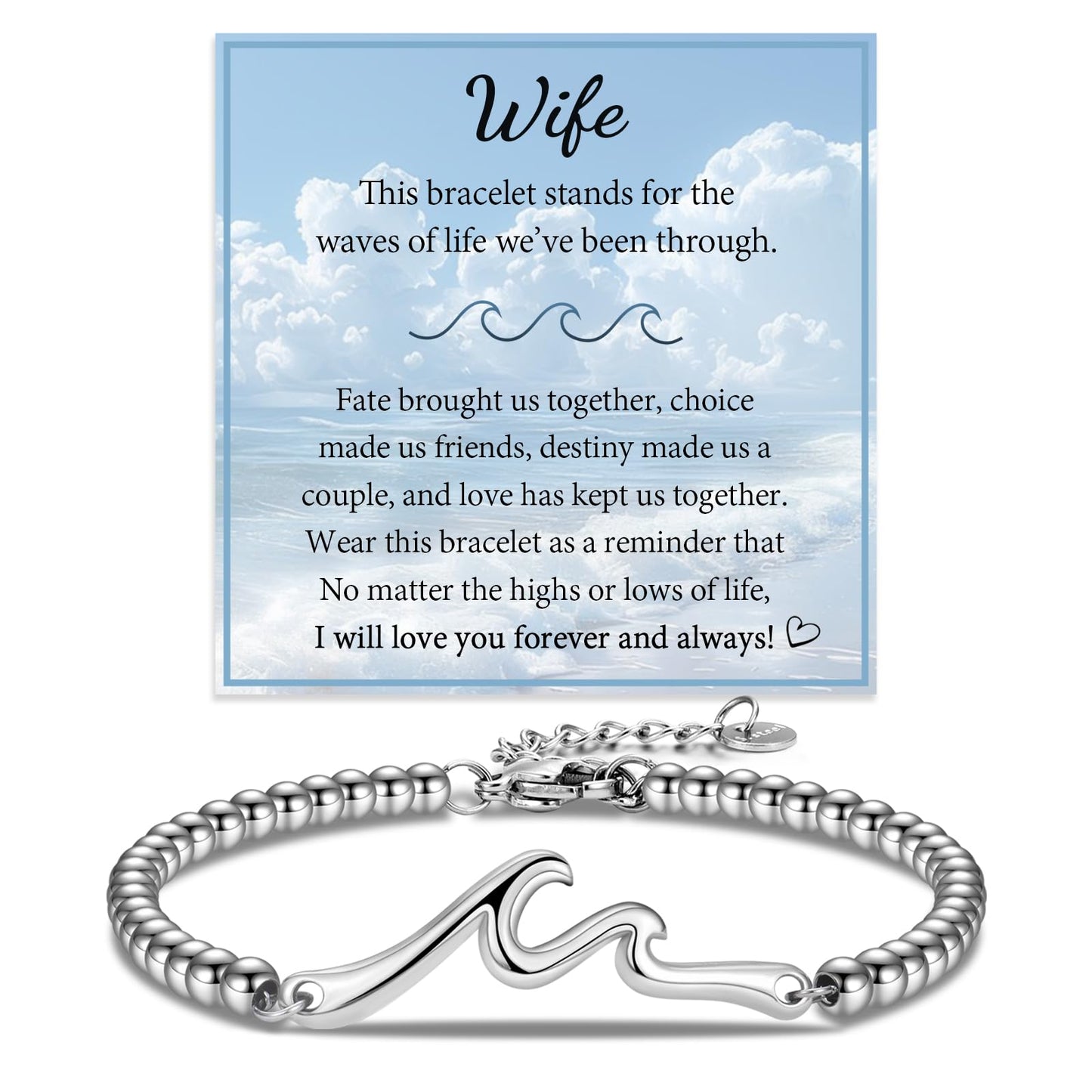 ACOGVN Wave Bracelets Gifts for Wife Women, Christmas Birthday Valentines Mothers Anniversary Bracelet Gifts Basket Stocking Stuffers for Wife from Husband