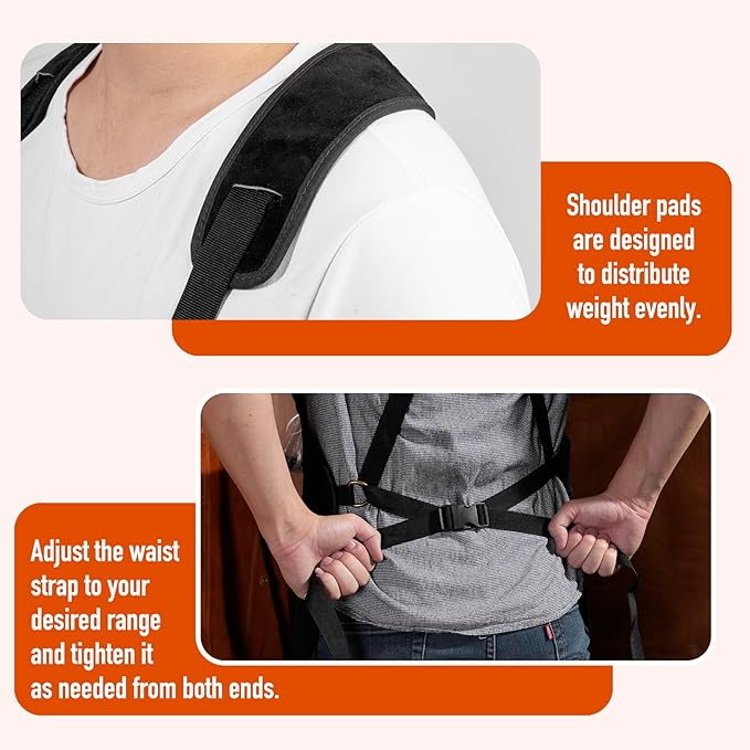 LeaSeek Leather Welding Apron - Flame and Heat Resistant Bib Apron with 6 Pockets
