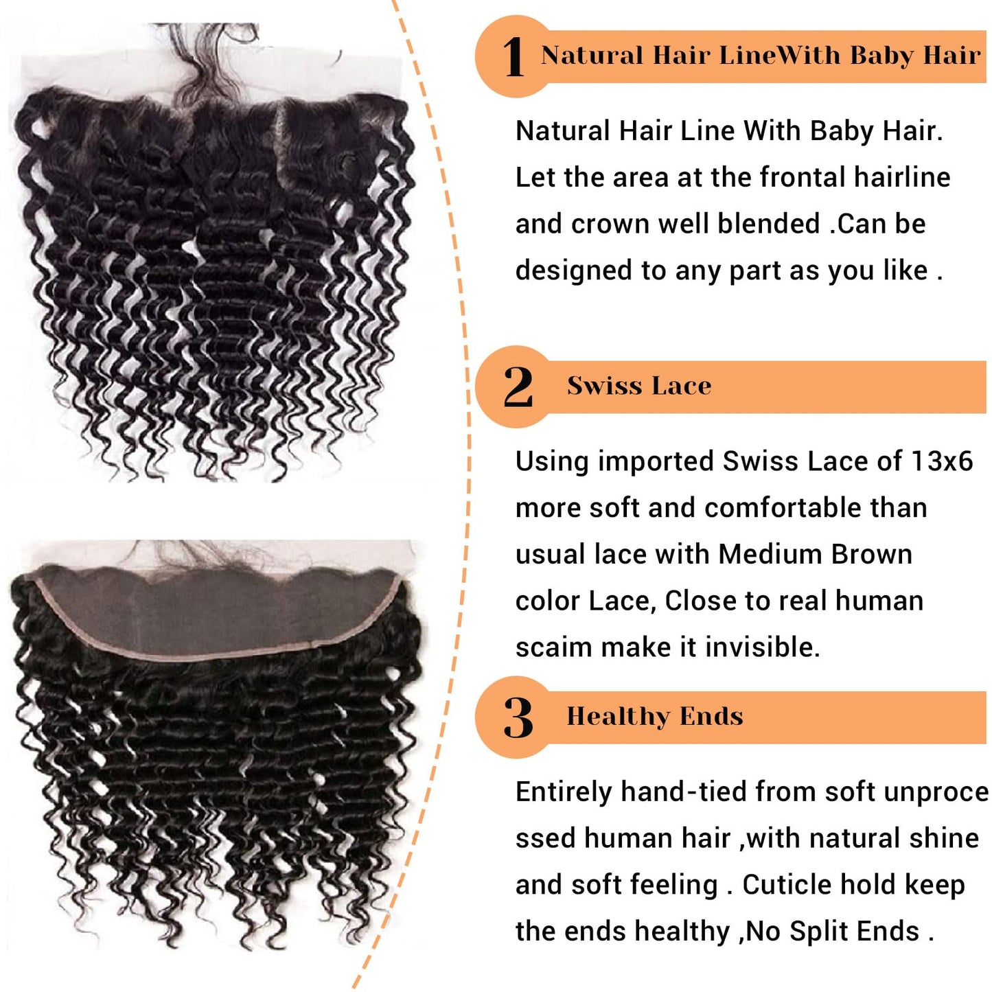 HD Lace Frontal 13x6 Transparent Ear to Ear Body Wave Frontal Human Hair 100% Unprocessed Virgin Lace Closure Human Hair Pre Plu