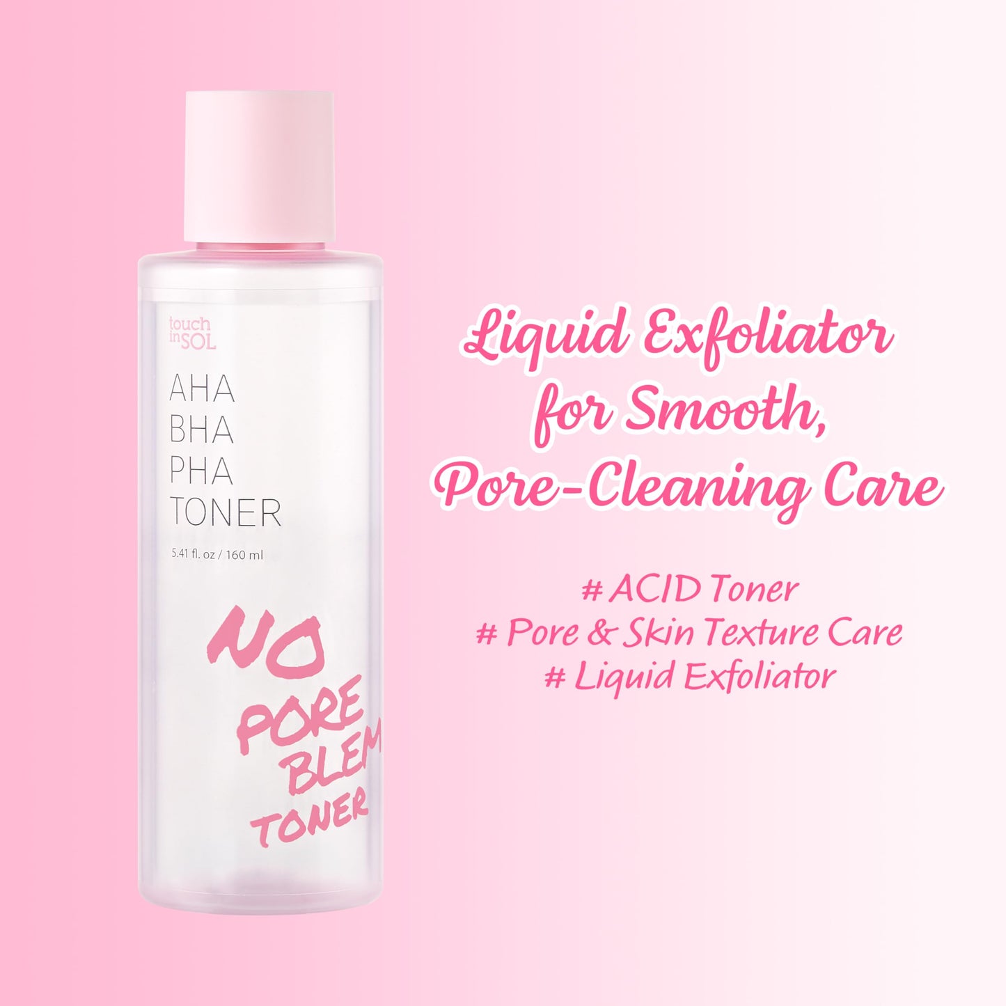 TOUCH IN SOL No Poreblem AHA BHA PHA Toner - Glycolic & Salicylic Acid Liquid Exfoliator - Makeup Prep & Pore Cleanser - Exfolia