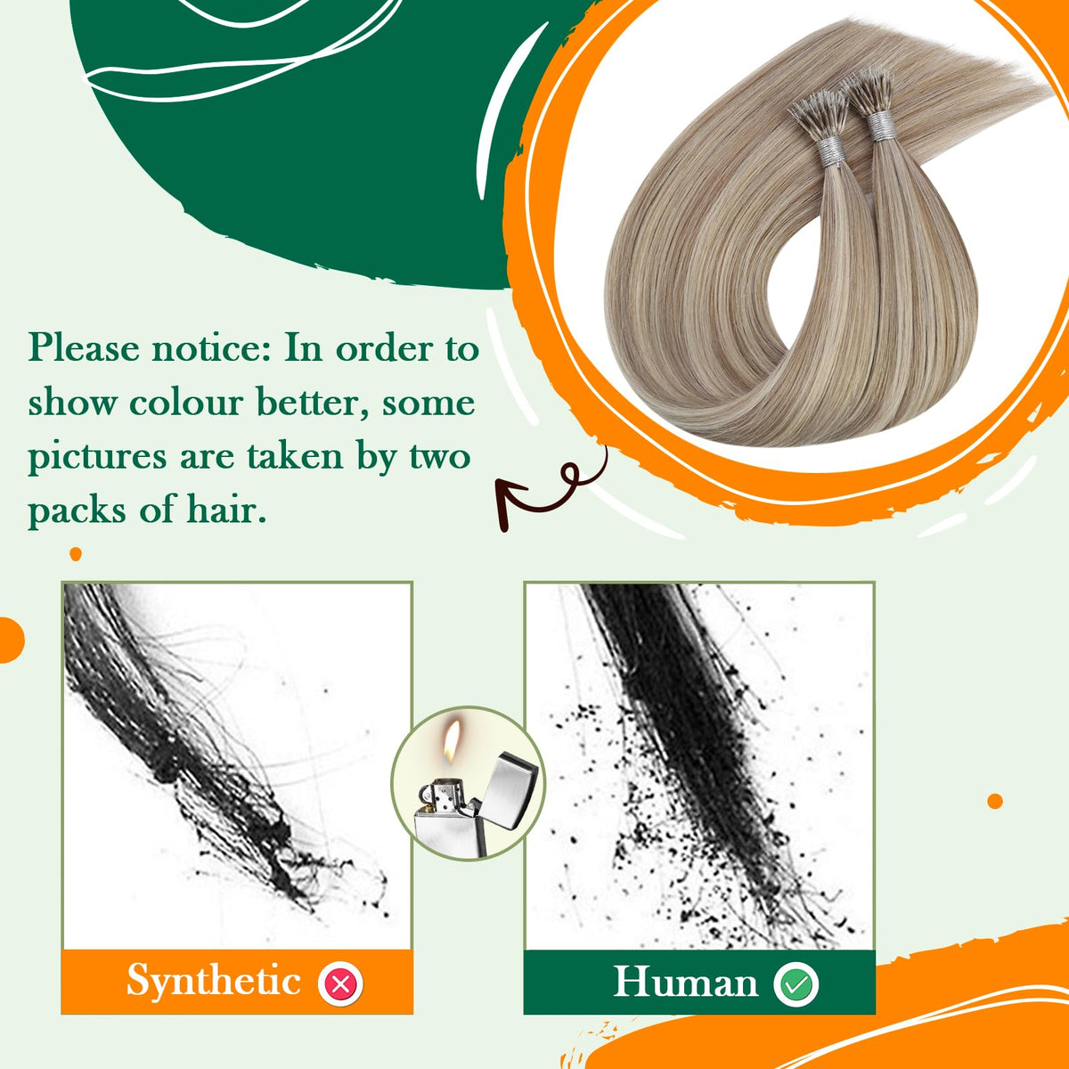 Easyouth Seamless Nanos Hair Extension Highlighted Nano Tip Hair Extensions Medium Blonde with Light Brown Nano Ring Hair Extens