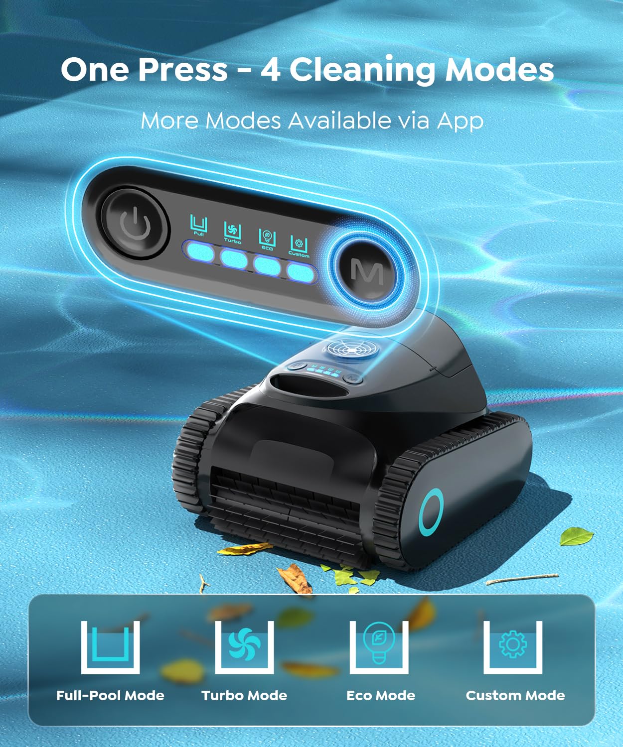 C1 Robotic Pool Cleaner with 180 Mins, Pool Vacuum for Inground Ground Pools up to 1615 sq.ft, Smart Routing, Wall Climbing, Dual Filtration, with APP, Multi-Mode Cleaning (Onyx)