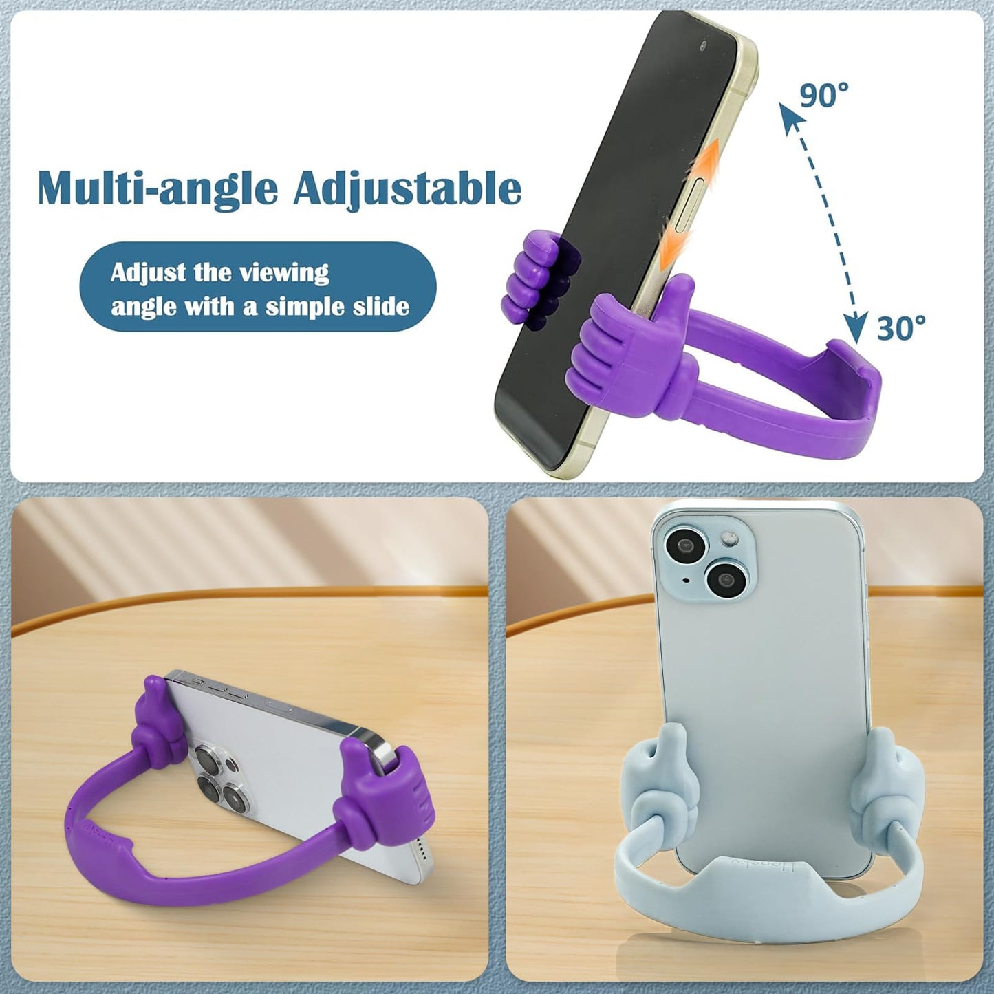 Honsky 3361942 Cute Thumbs Up Adjustable Tpu Flexible Mobile Cell Phone Tablet Computer Display Stand Holder For Bed Desk - Blue