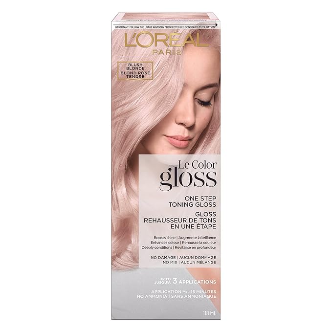 L’Oréal Paris Le Color Gloss One Step In-Shower Toning Hair Gloss, Neutralizes Brass, Conditions & Boosts Shine, Blush Blonde, 4 fl oz