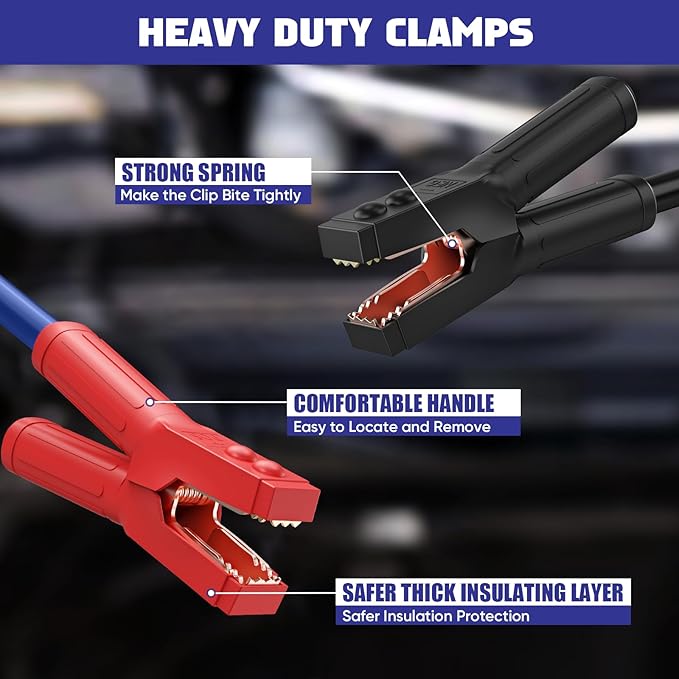 2/0 Gauge 30 FT Heavy Duty Jumper Cables, 1500Amp Quick Connect Booster Cables for 12V & 24V Cars, SUVs and Trucks, Kit with Carry Case, Gloves, Brushes