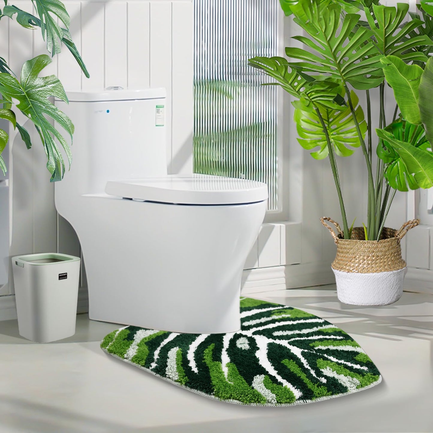 Baahrnom U Shaped Toilet Rug 24" x 20" Extra Soft Absorbent Microfiber Contoured Bathroom Rugs Non Slip Toilet Rugs for Bathroom U Shaped Washable Unique Aesthetic Toilet Bath Mat