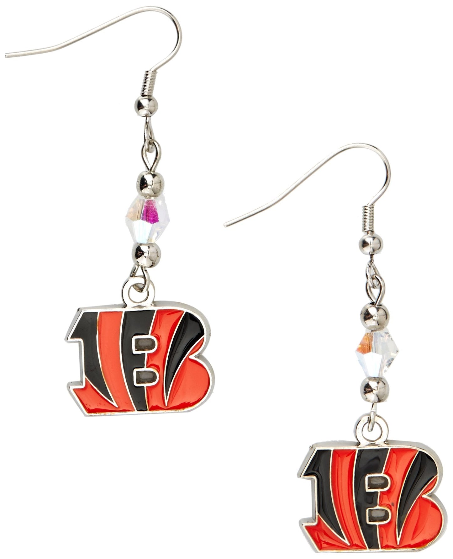 NFL Siskiyou Sports Womens Cincinnati Bengals Crystal Dangle Earrings One Size Team Color