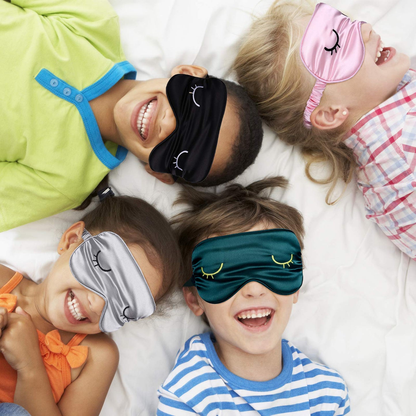 4 Pieces Sleep Eye Masks Silk Sleep Eye Cover Cute Lightweight Adjustable Eyeshade Masks Satin Night Eyeshade Covers for Women Men Travel Nap