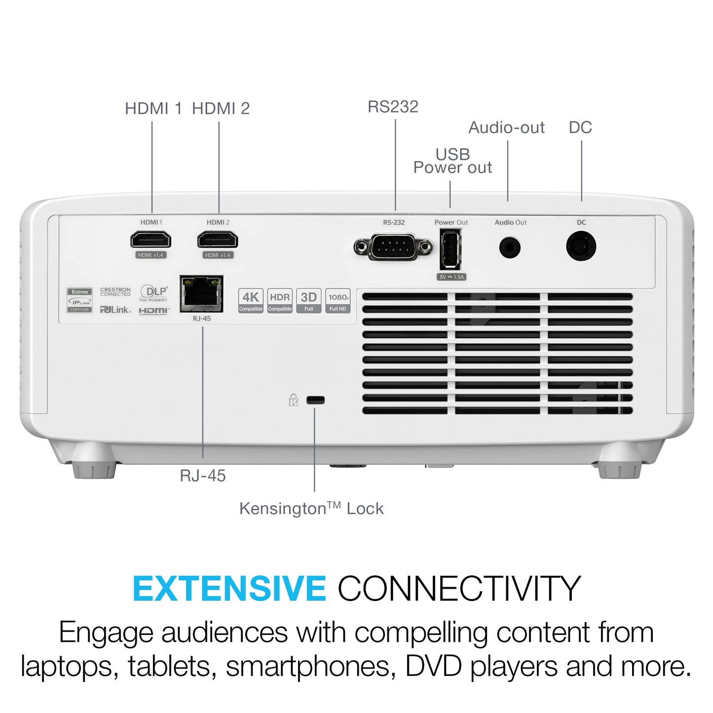 Optoma GT2100HDR Compact Short Throw Laser Home Theater and Gaming Projector, 1080p HD with 4K HDR Input, Bright 4,200 Lumens for Day and Night Viewing, 4200 Lumens, 1080p