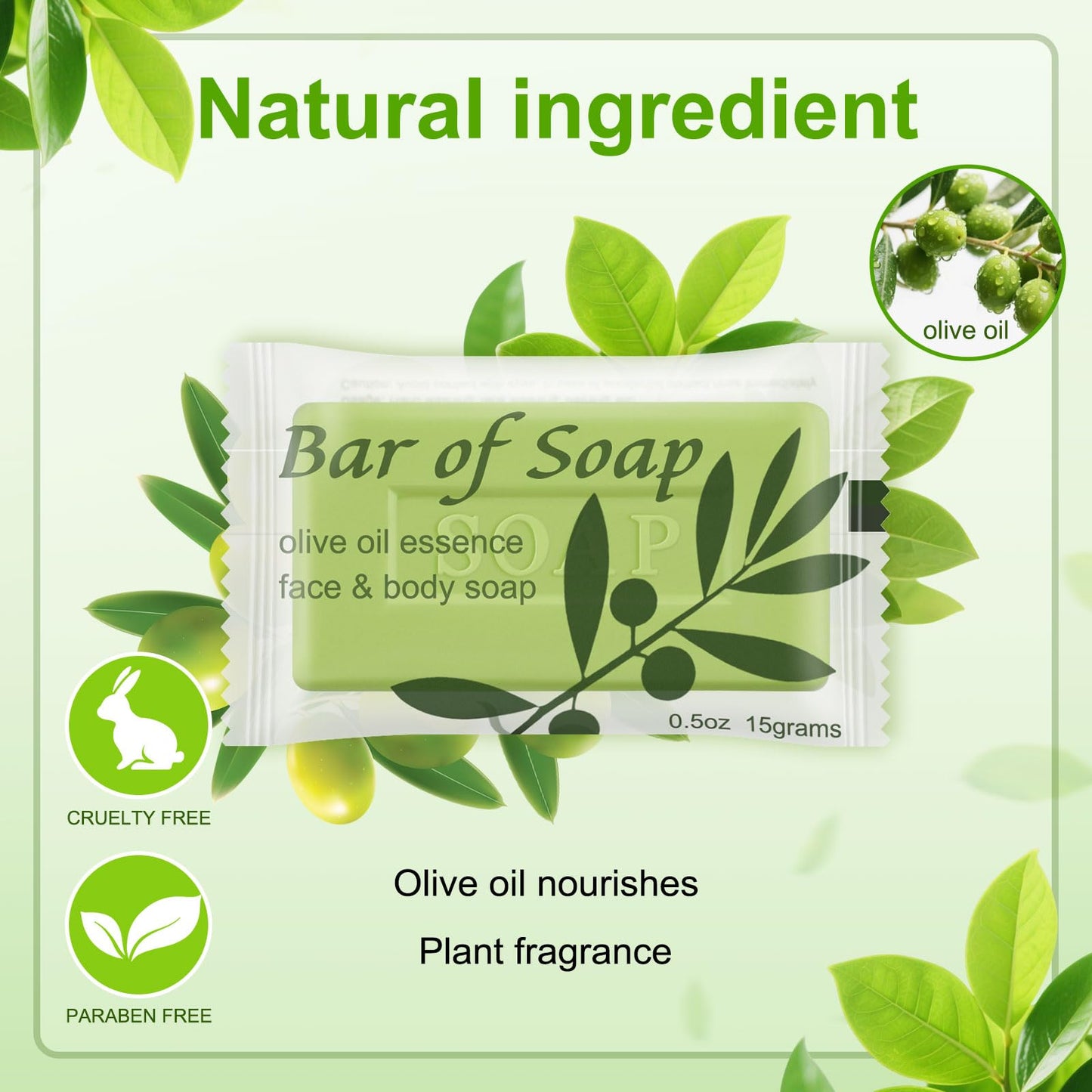 Bulk Bar Soap Travel Olive Oil Soap Bars Bulk 0.5 oz,Guest Soaps Small for Bathroom, Hotel Soap Bars for Hotel Hospitality Homel