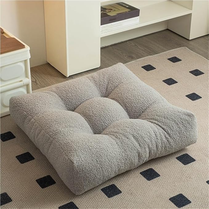 Stylish Ottoman Pouf, Cushioned Foot Stool, Comfortable Floor Seat Cushion, Meditation Cushion, Sofa Cushion for Living Room and Bedroom(Gray,21.7 * 21.7 * 4.7in)