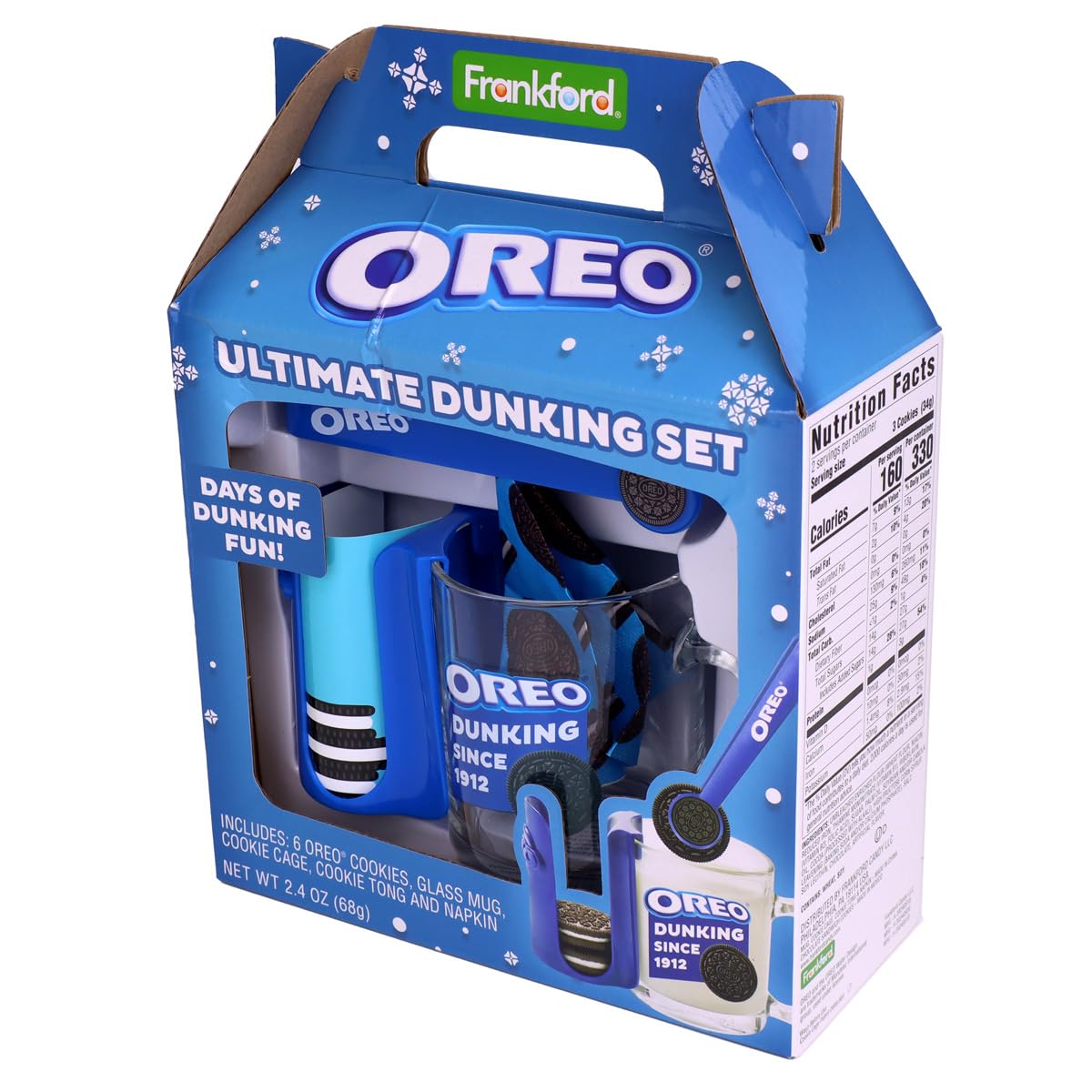 OREO Ultimate Dunking Gift Set With OREO Cookies, Glass Mug, Cookie Holder & Dunking Tongs, By Frankford Candy