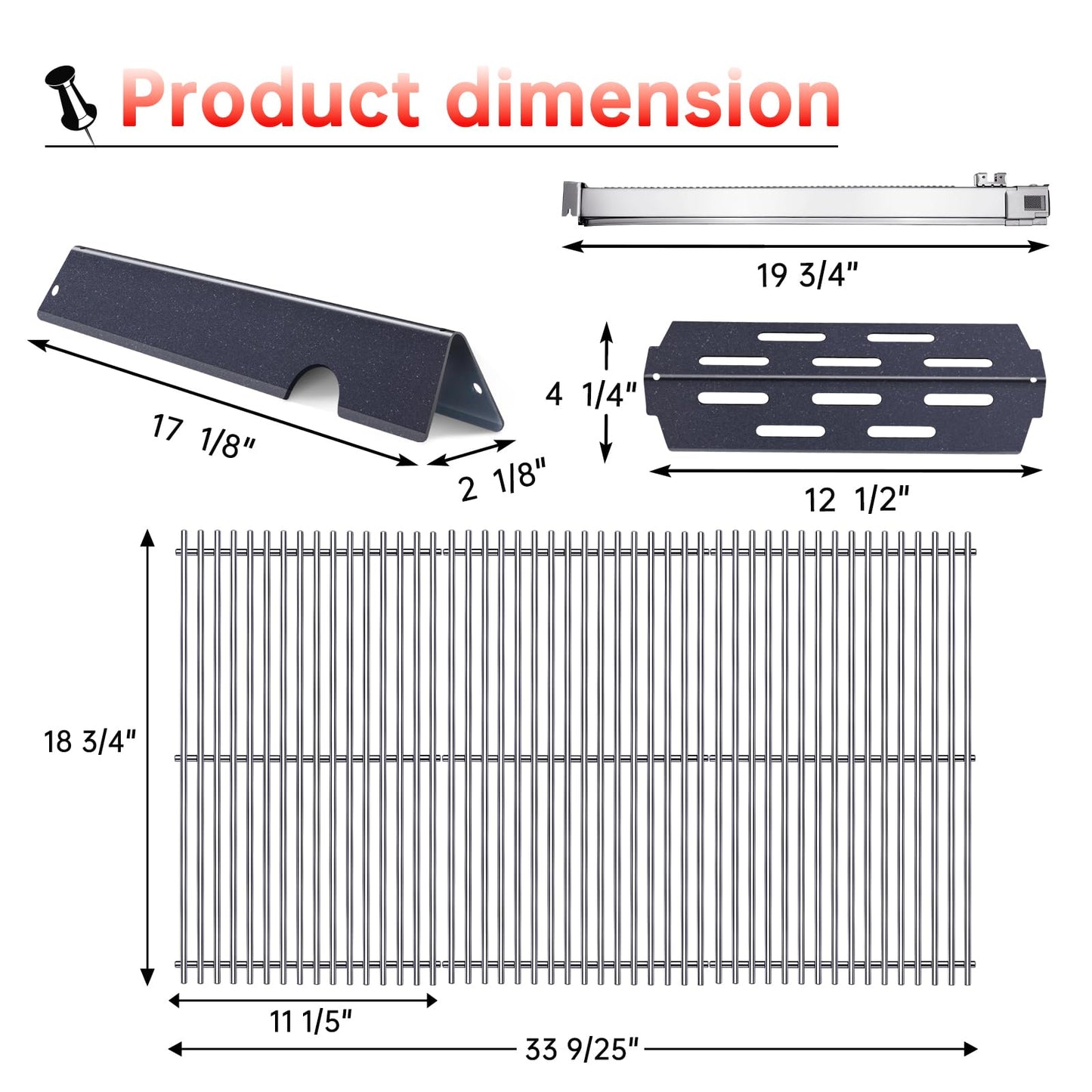 Cozilar Grill Burners Gas Parts for Weber Genesis 2 E-410, S-410, Genesis II Grill 400 Series LX E-440, S-440, Stainless Grill Grates 66089, 66097, 66041, 66033, 66796, Porcelain Steel Flavorizer Bars