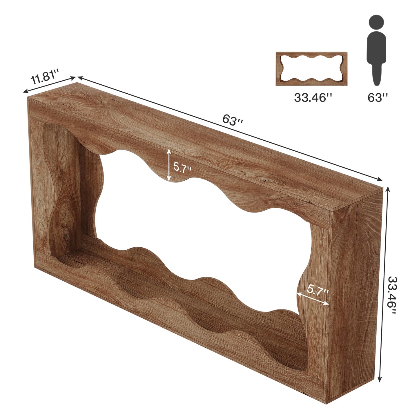 Tribesigns 63 Inches Farmhouse Console Table with Storage, Couch Table Behind Sofa, Long Entryway Sofa Station, Narrow Console Stand, Hallway Stand for Entryway Living Room, Wood Grain