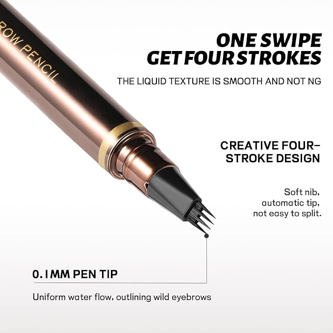 2 Pack Eyebrow Pen, Waterproof Microblading Eyebrow Pencil, 4 Tip Precise Eye Brow Makeup Pen for Women to Effortlessly Create Hair Like Natural Brows, Non Dry Out and Last All Day (Black Brown)