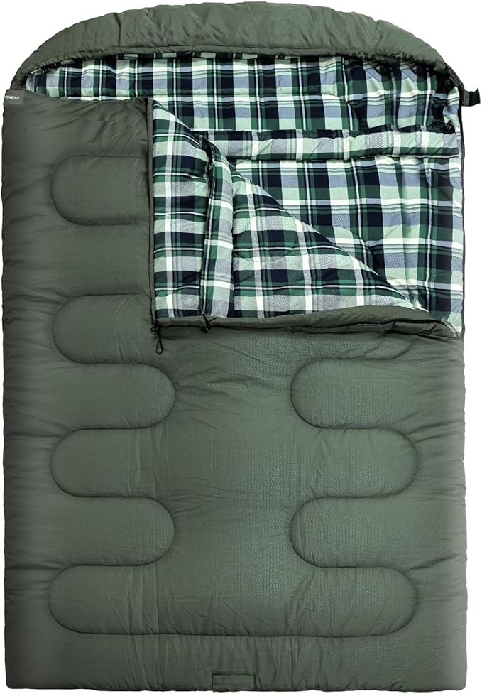 WKFAMOUT 0 Degree Double Sleeping Bag for Adults Queen Size 2 Person Sleeping Bag for Cold Weather with Compression Sack f...