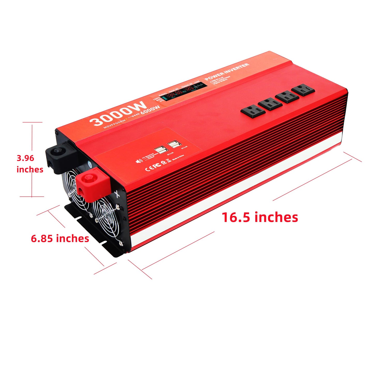 Movffggrm 3000W 12V Power Inverter,Peak 6000W, Car/Truck/Rv Dc 12V To 110V 4Ac Converter, 6X 2.4A Usb Ports,With 18W Type-C Quic