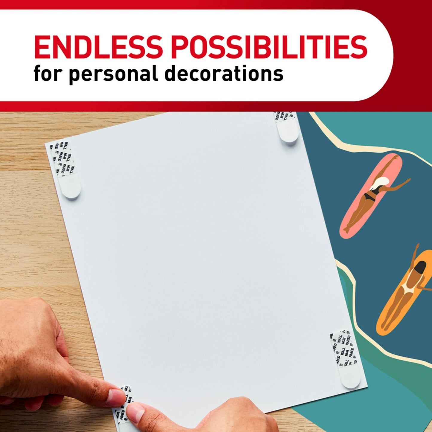 Command Poster Strips, Damage Free Hanging Poster Hangers, No Tools Wall Hanging Strips for Back to School Posters, 256 White Command Adhesive Strips