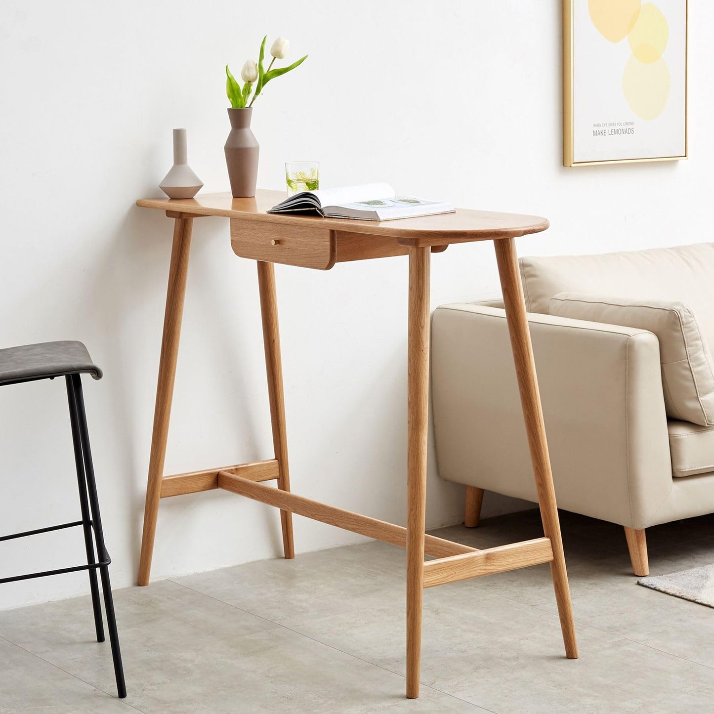 Vadisun Console Table - Mid-Century Modern Oak Wood | Multi-Use Indoor Furniture | Easy Assembly | 53.1"x 19.7"x 41.5"