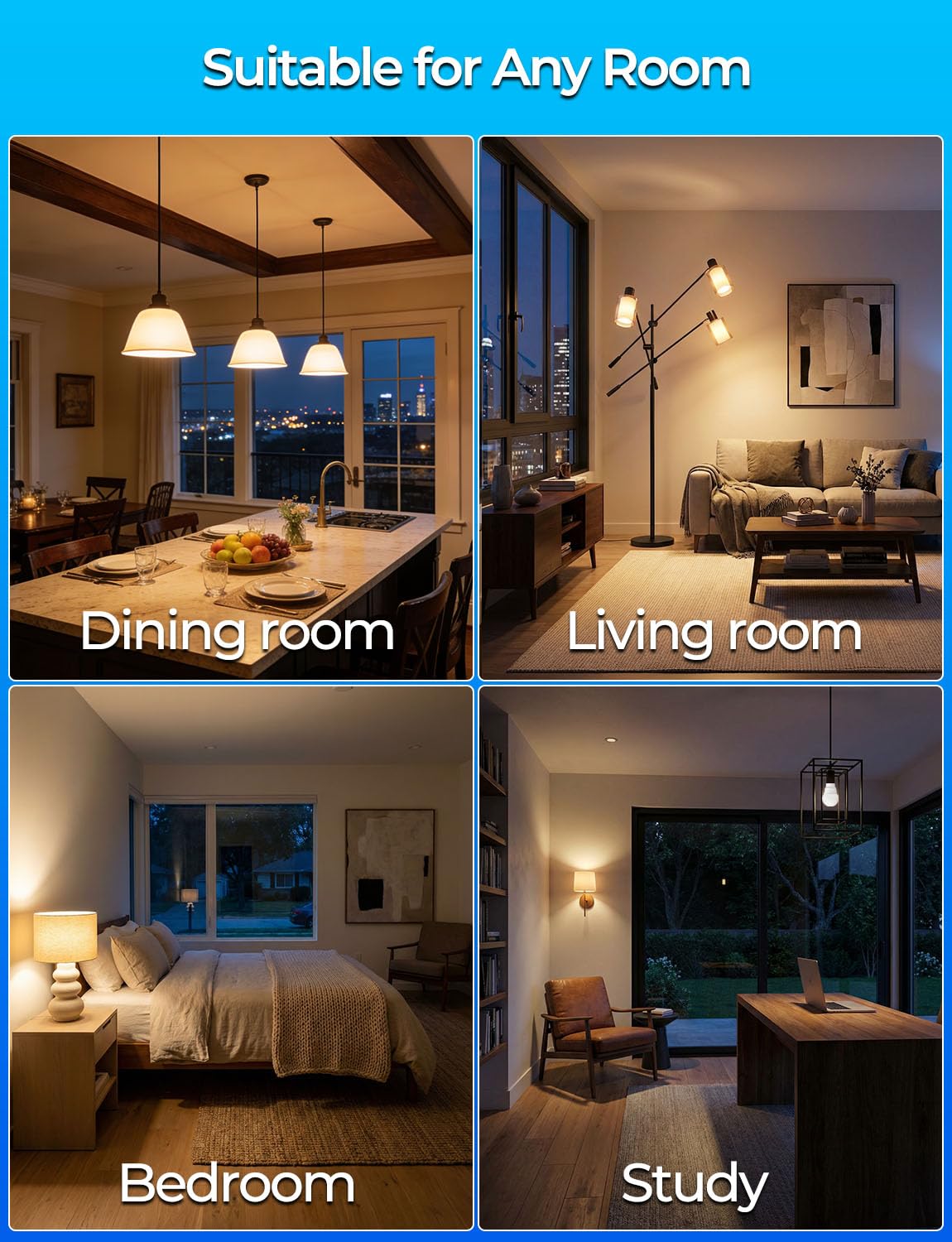 ILC RGB LED Color Changing Light Bulb, 40W Equivalent, 450LM, 2700K Warm White 5W E26 Screw Base RGBW, Flood Light Bulb- 12 Color Choices - Timing Infrared Remote Control (4 Pack)