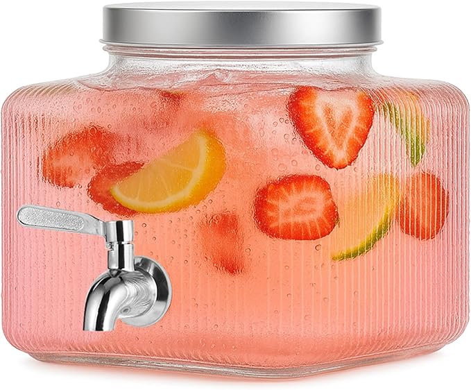 1 Gallon Drink Dispensers for Parties,Beverage Dispenser for Fridge with Leakproof Stainless Steel Spigot, Ideal for Wate...