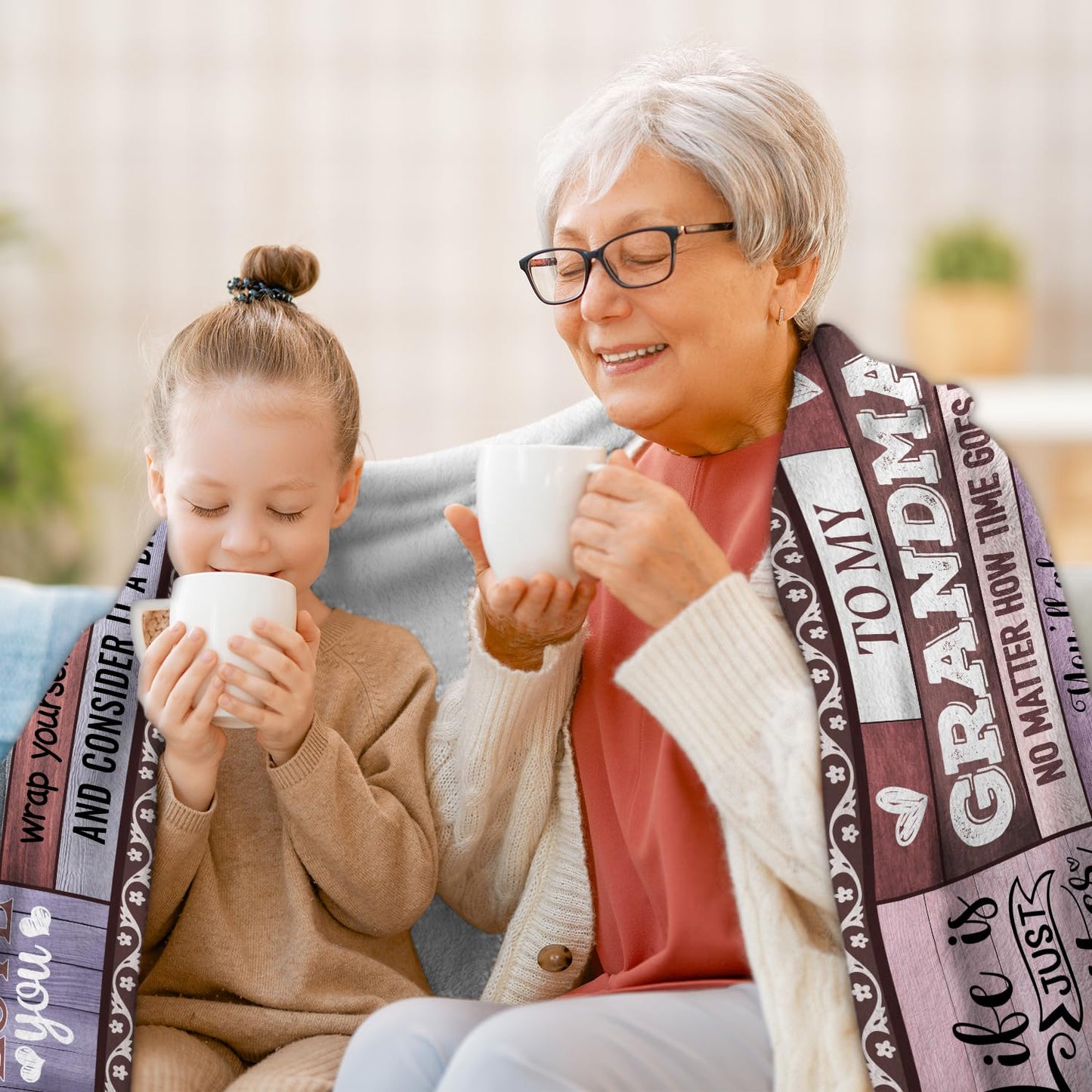 Keeinow Grandma Gifts, Grandma Birthday Gifts, Great Gift for Grandmas from Granddaughter, Happy Mothers Day for Grandmas Throw Blanket 50"x60"