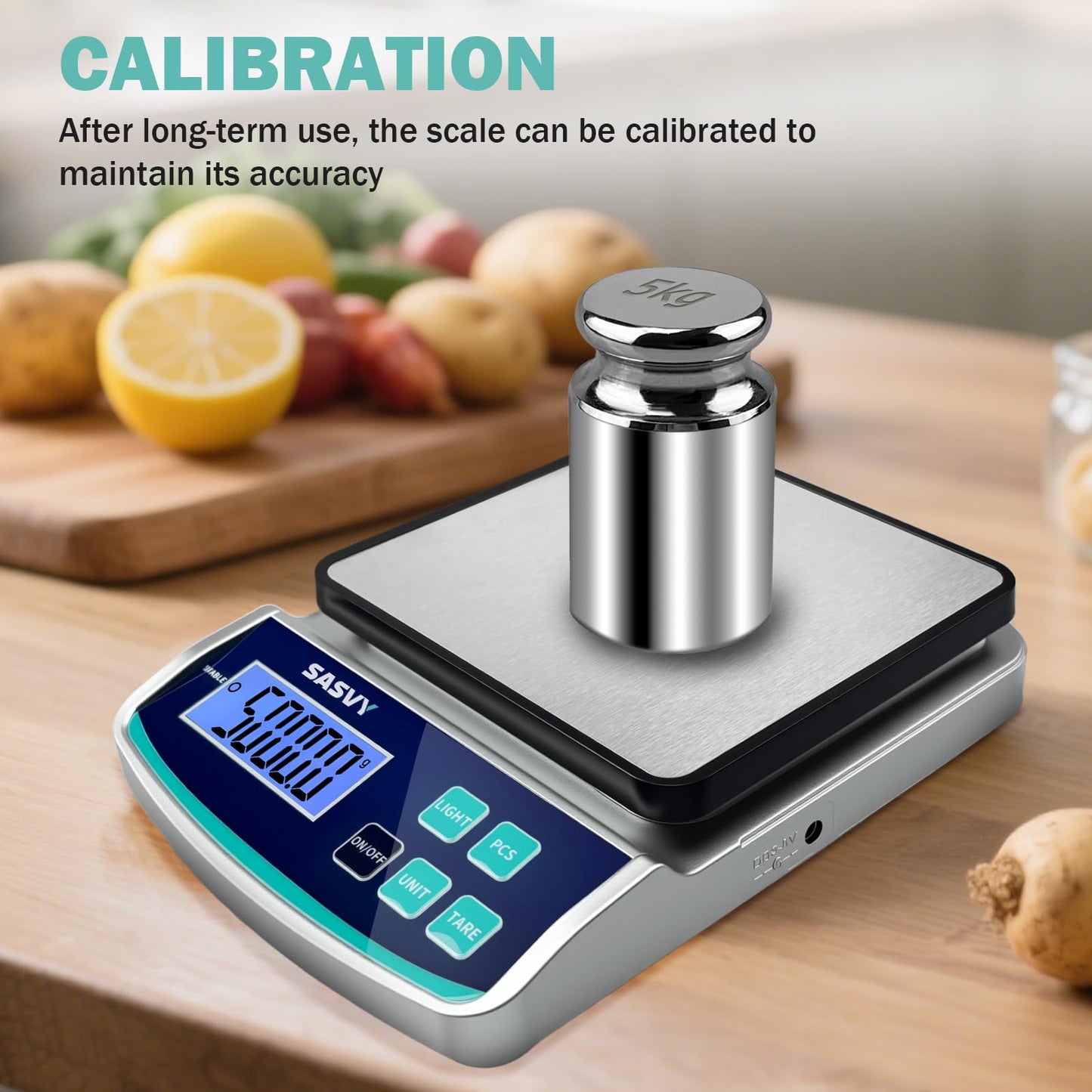 SASVY Digital Lab Scale 5000g x 0.1g oz/lb/g/kg Precision Electronic Scientific Scale Analytical Balance for Laboratory Jewelry Kitchen Includes Rechargeable Battery