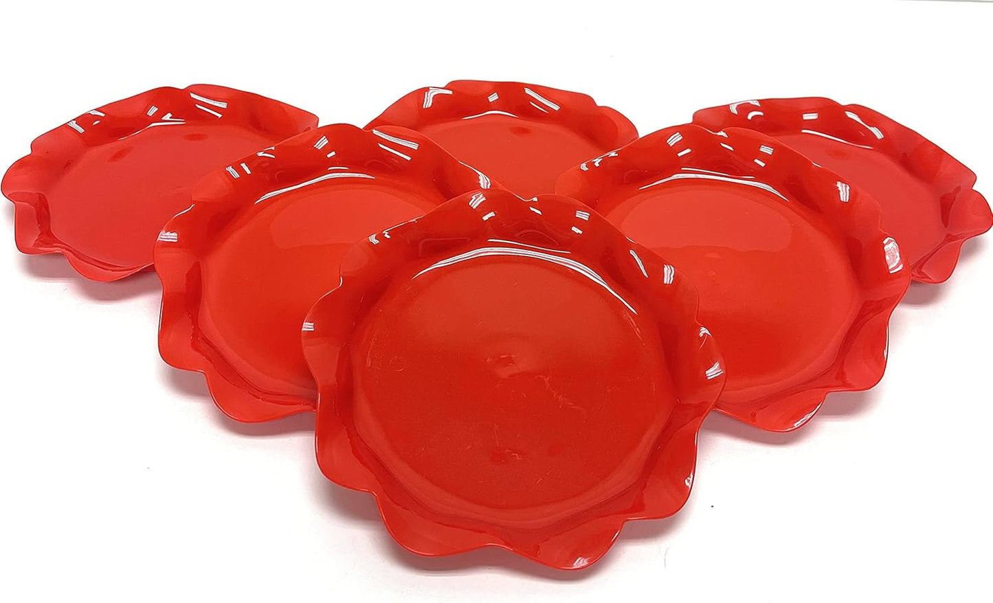 Mintra Home Reusable Bowls and Plates 6pk - Lotus Collection (Red, Plate 6pk - (7.5inW))