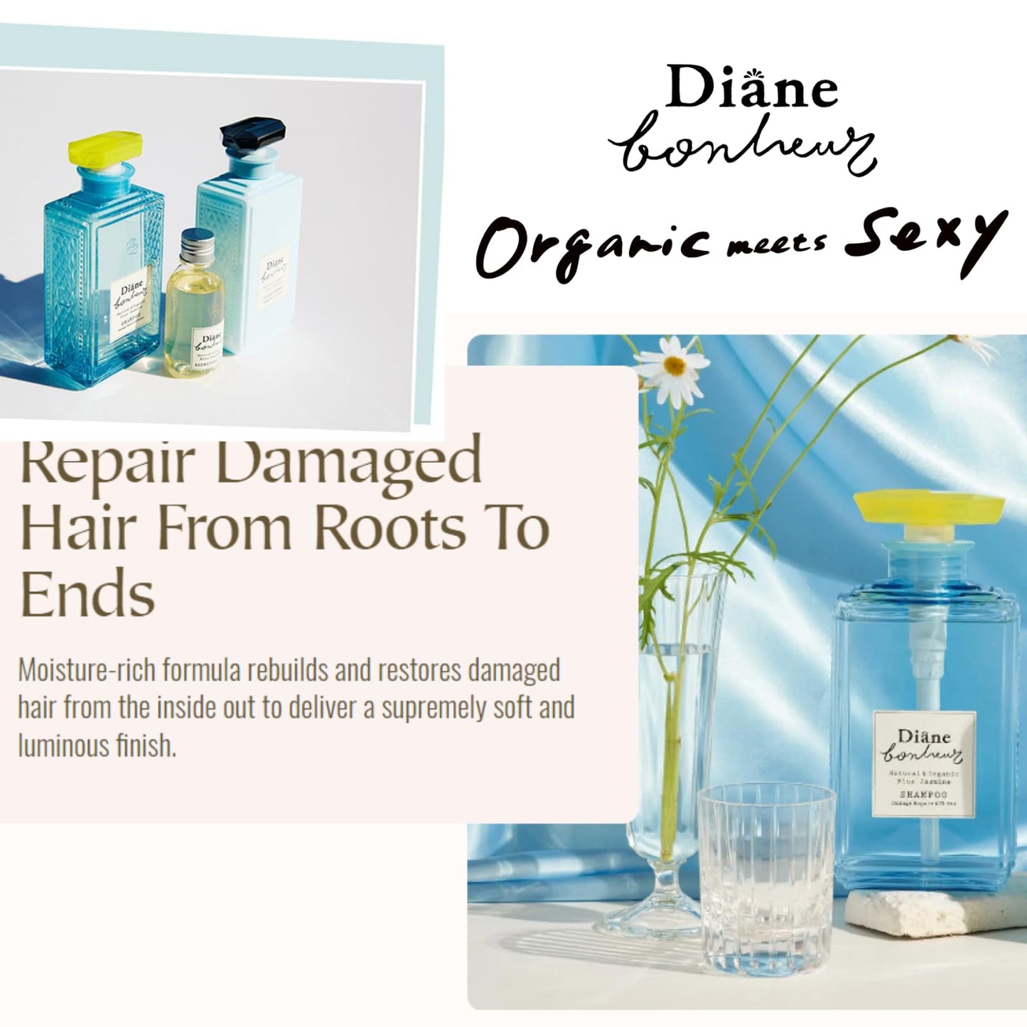 Moist Diane Hydrating Hair Shampoo for Women & Men, Japanese Natural Moisturizing Haircare, Nourishing Dry & Frizz Shampoo with