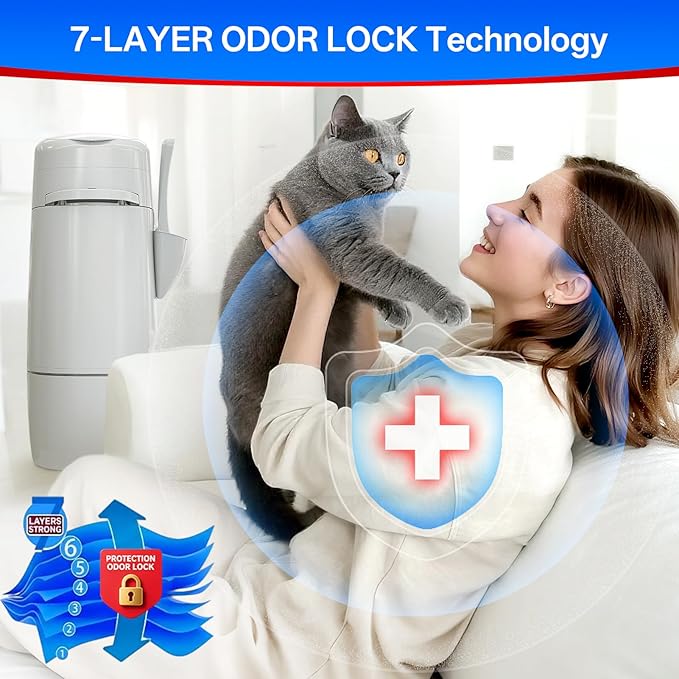Cat Litter Refill Bags Compatible with Litter Genie XL+/Plus/Standard/Style/Desgin Pail, 30% Extra Thickness, 45% Extra Length,30 Months Use Time ,Super Odor Control,10 Pack ( Cartridge NOT Included)