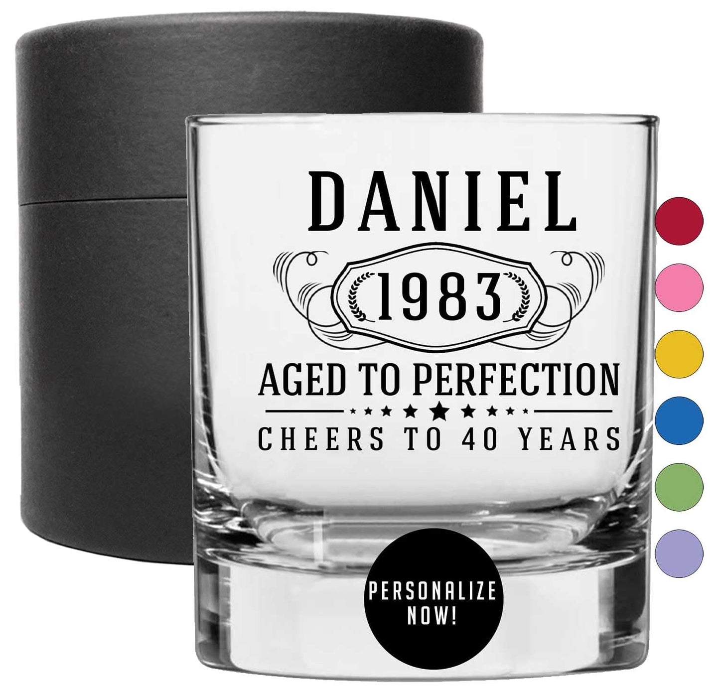 Personalized Printed 11oz Whiskey Glass–Customized Gifts for Men Him, Father’s Day, Custom Name Cocktail Cup, Happy Birthday Gift Idea for Dad Brother Adult Son, Turning Years Old Bday Party, Bernard