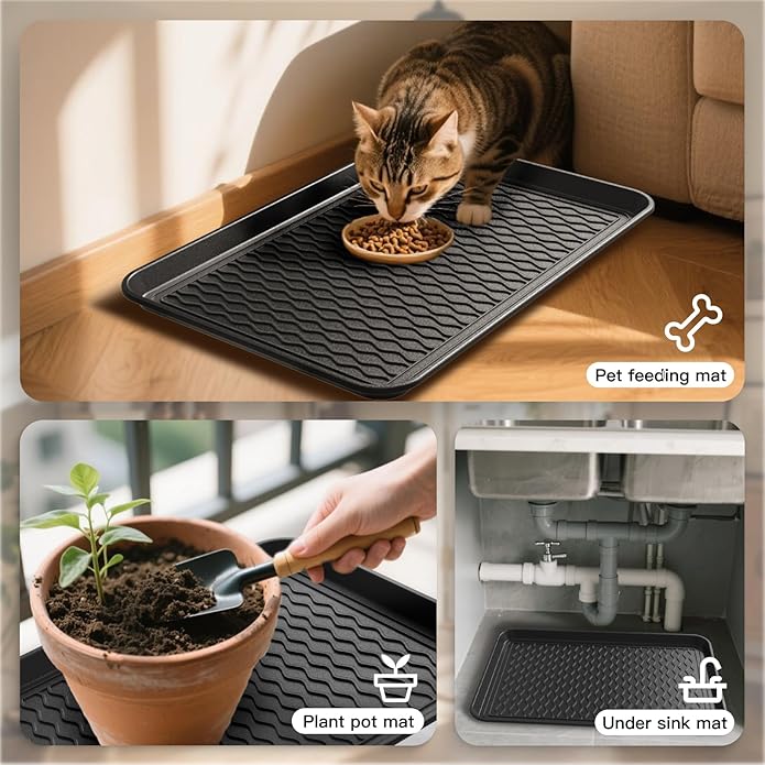 Boot Trays for Entryway, Multifunctional Shoe Mat with Cleaning Brush, Boot Tray for Shoes Plants Pots Pet Bowls