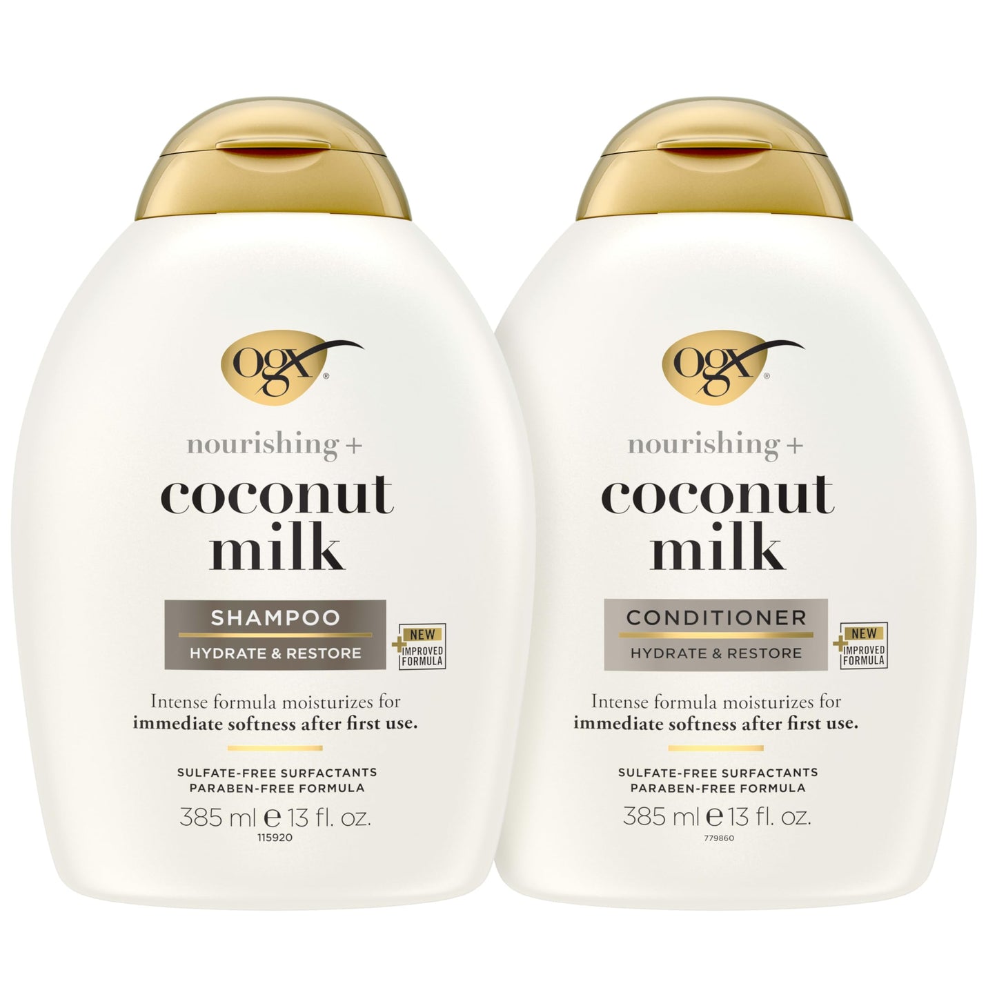 OGX Nourishing + Coconut Milk Sulfate Free Shampoo and Conditioner Set, Hydrates & Softens Hair, Lipi Pro Shield Technology, Cre