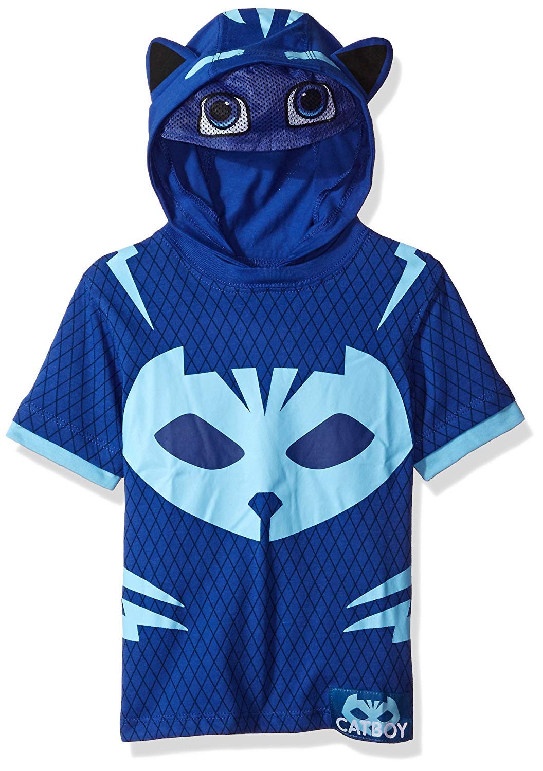 PJ Masks Boys' Toddler Gekko and Catboy Hoodie, Blue Short Sleeve, 4T