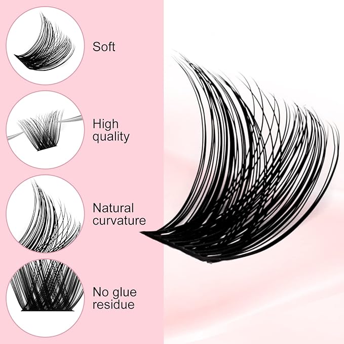 Lash Clusters 10-16mm 120pcs Individual Lashes Cluster Mixed Tray D Curl Lash Clusters DIY Eyelash Extensions Individual Cluster Lashes DIY Lash Extension Kit Home (F10-0.07D, 10-16mm)