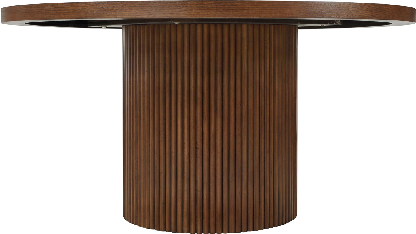 Meridian Furniture 730Brown-T Belinda Collection Modern | Contemporary Dining Table with Solid Wood Base, Dark Walnut Brown Finish Oak Wood Veneer, Round Top, Fluted Base, 60" W x 60" D x 30" H, Brown