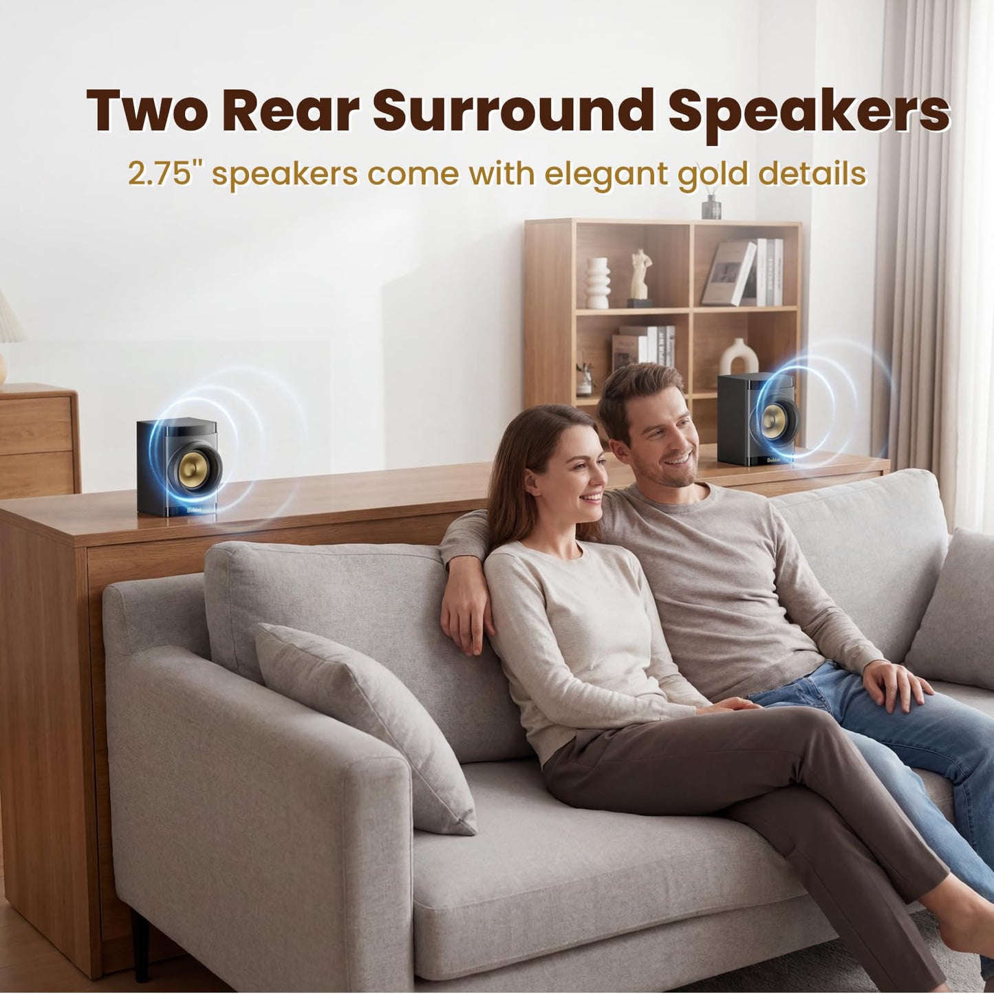 Bobtot Small Subwoofer Home Theater for TV Surround System 5 Wired Speakers Amplifier 4 inch Woofer Built-in Receiver Support ARC Optical Bluetooth Input for Projector
