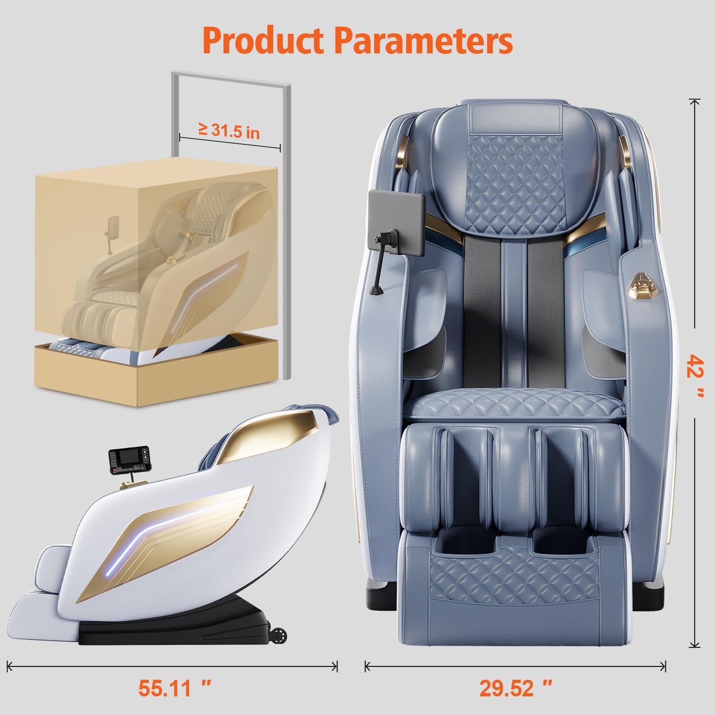AVSAMOQ Massage Chair Full Body, 4D Zero Gravity 57" SL-Track Shiatsu Massage Chair Recliner with Airbags, Heating, Body Scan, Deep Yoga Stretch, Foot Rollers, AI Voice Control (White)
