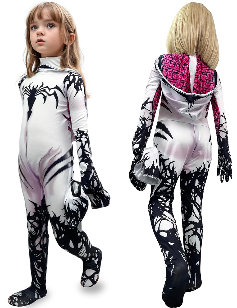Dokiory Girls Costume Halloween Bodysuit Mask Spandex Jumpsuit Cosplay for Kids Toddlers