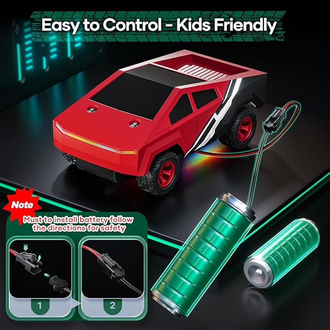 Remote Control Car RC Trucks - 2WD RC Truck Toy RC Cars for All Terrain, 1/24 Scale Pick-up Hobby Monster Truck Toys 2.4GHz Off-Road Vehicles Kids Gifts for Boys/Girls Age 3+, Red